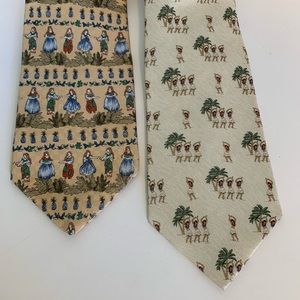Vintage Tango Silk Hawaiian Hula Dancer Two Ties